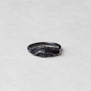 Blackened Silver Ocean Wave Ring with Curved Design